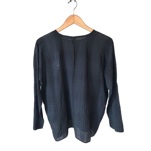 VINCE Black Shadow Plaid Drapey Easy Top - Picture 5 of 10